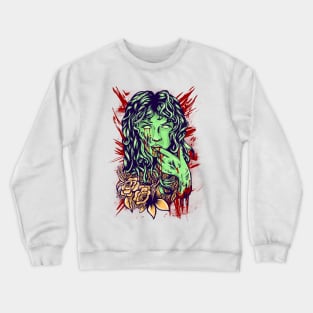 Zombie girl With flower Crewneck Sweatshirt